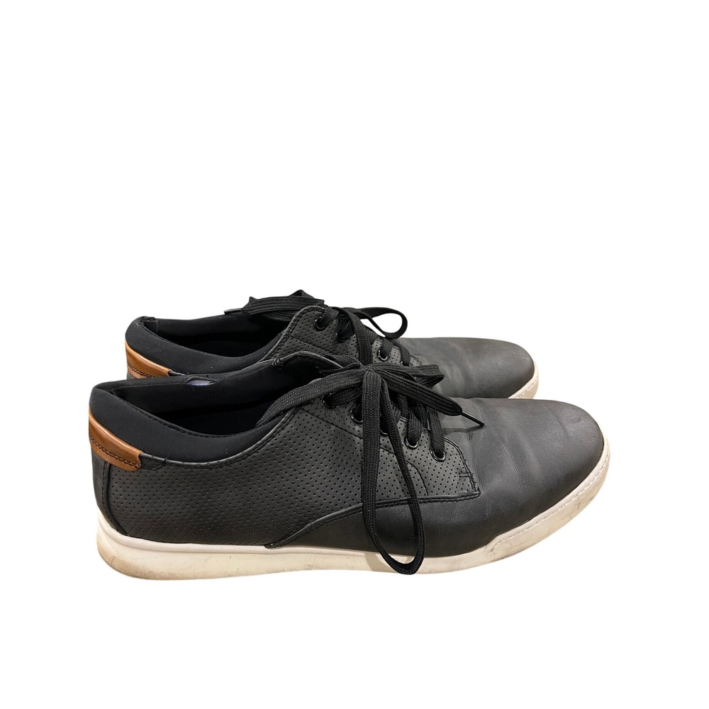 Robert David Mens Black Perforated Casual Sneakers Low Top Shoes Size 11 M